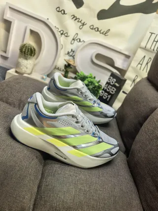 Adidas Gray Yellow Low-Top Racing Flat Silhouette Running Shoes 9