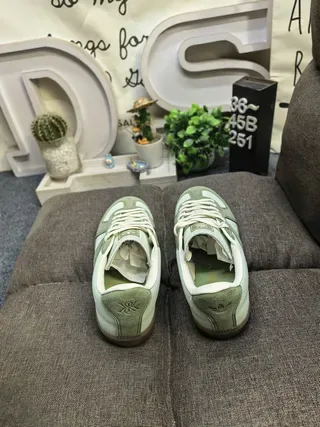 Adidas Verde Bege Dois Tons Camurça E Couro Sola De Borracha Tênis Lifestyle 8