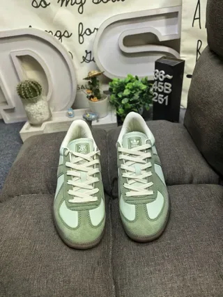 Adidas Verde Bege Dois Tons Camurça E Couro Sola De Borracha Tênis Lifestyle 10