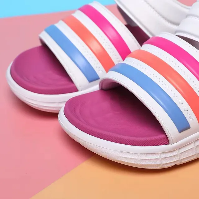 Adidas বাচ্চাদের ডুয়াল-স্ট্র্যাপ প্যাস্টেল কালারব্লক ক্যাজুয়াল স্যান্ডেল 19