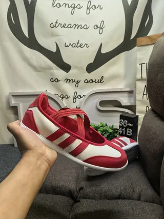 Adidas Mary Jane Red Beige Low-Top Dual-Strap Mary Jane Shoes 5
