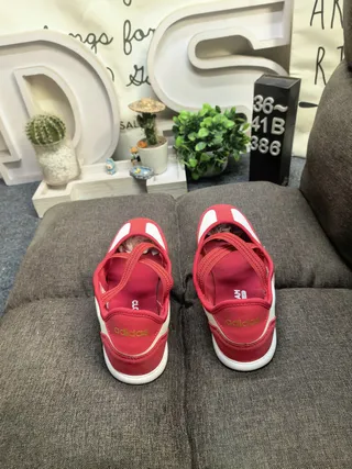 Adidas Mary Jane Red Beige Low-Top Dual-Strap Mary Jane Shoes 8