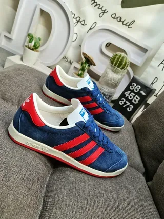 Adidas Navy Red Suede Upper Three-Stripe Side Panel Lifestyle Sneakers 9