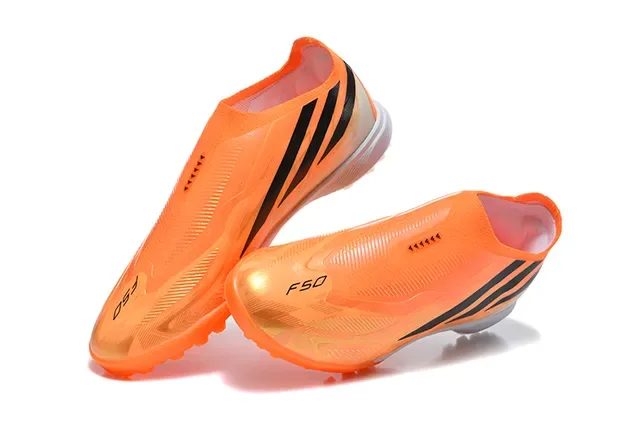 Adidas Orange Black Low-Cut Sock-Fit Upper Transparent Synthetic Overlay Turf Soccer Shoes 2