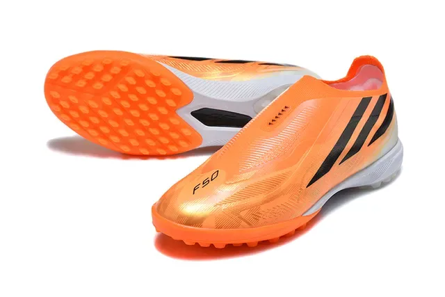 Adidas Orange Black Low-Cut Sock-Fit Upper Transparent Synthetic Overlay Turf Soccer Shoes 6