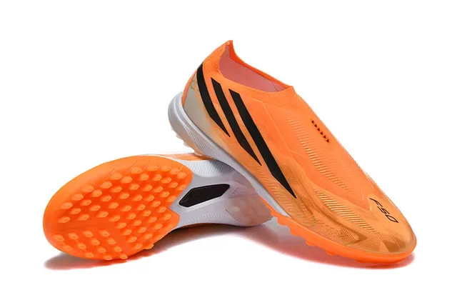 Adidas Orange Black Low-Cut Sock-Fit Upper Transparent Synthetic Overlay Turf Soccer Shoes 7