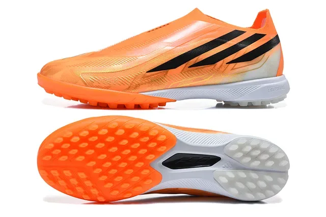 Adidas Orange Black Low-Cut Sock-Fit Upper Transparent Synthetic Overlay Turf Soccer Shoes 9