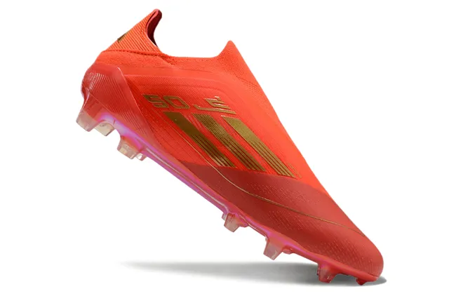 Adidas laranja e dourado upper ajuste a meia acentos metálicos campo firme sapatos de futebol 2