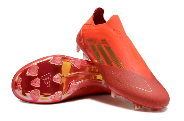 Adidas laranja e dourado upper ajuste a meia acentos metálicos campo firme sapatos de futebol 4