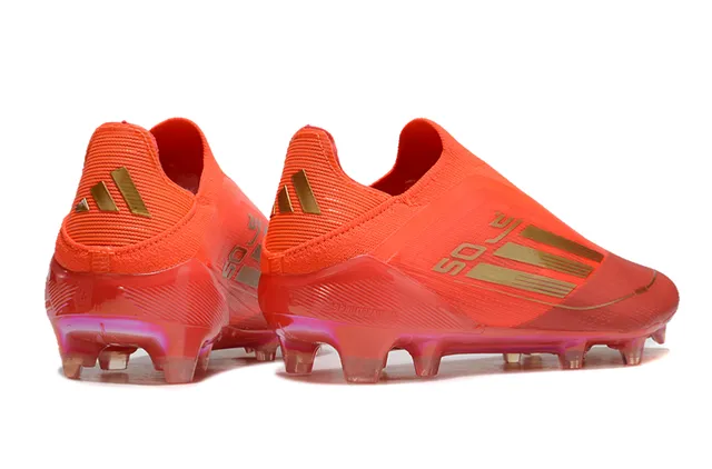 Adidas laranja e dourado upper ajuste a meia acentos metálicos campo firme sapatos de futebol 5