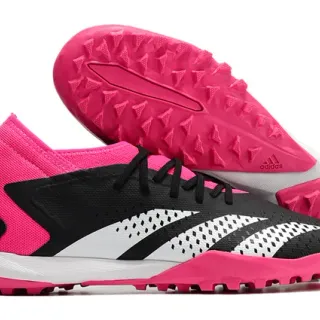 Adidas Pink Black Low-Cut Sock-Fit Collar Asymmetric Lace Cage Artificial-Grass Soccer Shoes
