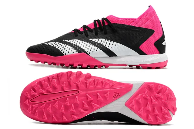 Adidas Pink Black Low-Cut Sock-Fit Collar Asymmetric Lace Cage Artificial-Grass Soccer Shoes 16