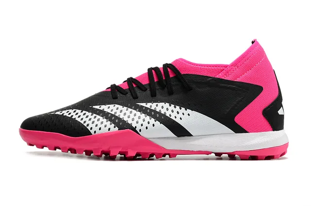 Adidas Pink Black Low-Cut Sock-Fit Collar Asymmetric Lace Cage Artificial-Grass Soccer Shoes 19