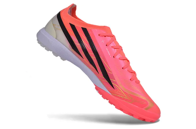 Adidas tênis de futebol turf rosa e preto de corte baixo com upper sintético 2