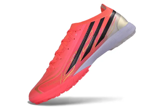 Adidas tênis de futebol turf rosa e preto de corte baixo com upper sintético 3