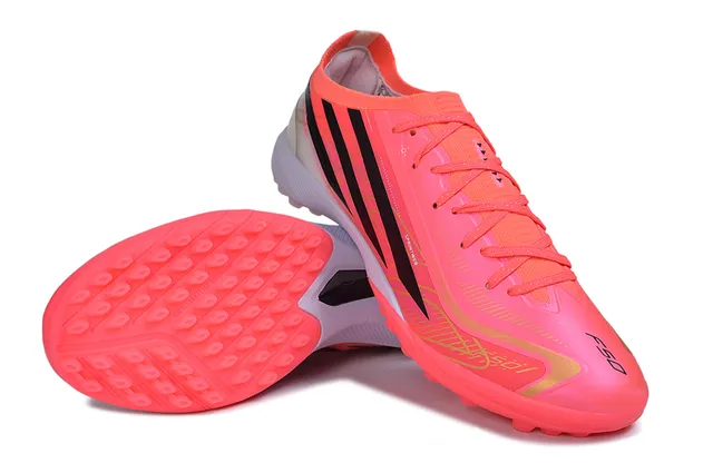 Adidas tênis de futebol turf rosa e preto de corte baixo com upper sintético 4