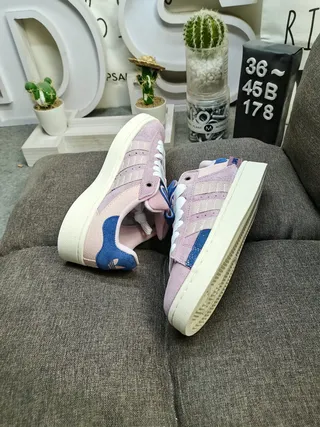 Adidas Pink Blue Low-Top Patchwork Textile Upper Lifestyle Sneakers 6