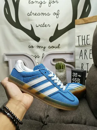 Adidas وردي أخضر جلد مخملي الجزء العلوي سول مطاطي حذاء نمط حياة 5