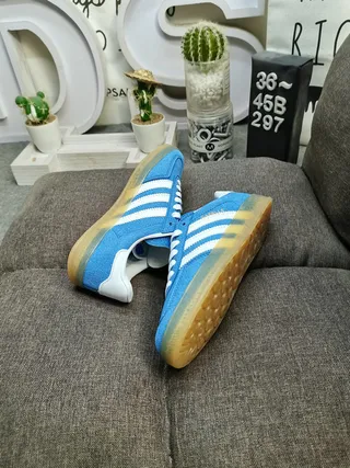 Adidas وردي أخضر جلد مخملي الجزء العلوي سول مطاطي حذاء نمط حياة 6
