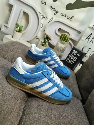 Adidas وردي أخضر جلد مخملي الجزء العلوي سول مطاطي حذاء نمط حياة 9