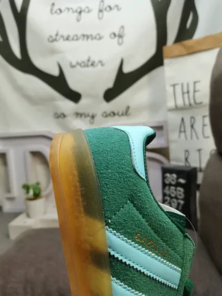 Adidas وردي أخضر جلد مخملي الجزء العلوي سول مطاطي حذاء نمط حياة 13