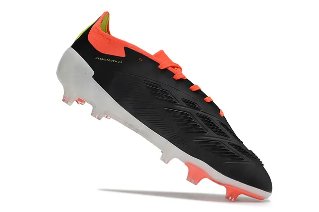 Adidas Predator Negro Naranja Bajo Corte Collar Bota Encaje Asimétrico Campo Firme Zapatos de Fútbol 2