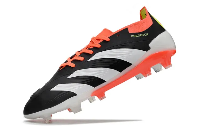 Adidas Predator Negro Naranja Bajo Corte Collar Bota Encaje Asimétrico Campo Firme Zapatos de Fútbol 3