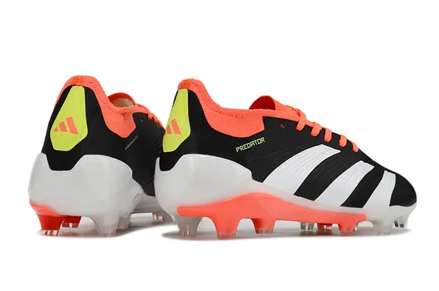 Adidas Predator Negro Naranja Bajo Corte Collar Bota Encaje Asimétrico Campo Firme Zapatos de Fútbol 5