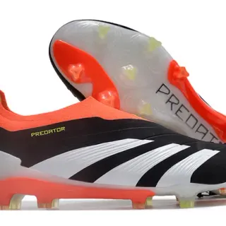 Adidas Predator 黑橙色 袜式领口 三条纹 中足 硬地 足球鞋