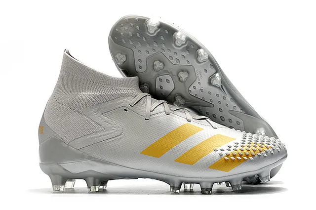 Adidas Predator Sapatos de Futebol Preto e Vermelho Alto Corte Colar Ajuste de Meia Laço Assimétrico Cobertura Solo Firme 7