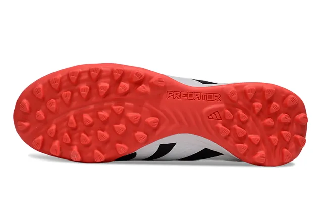 Adidas Predator Black Red Laceless Strap Closure Three-Stripe Side Panel Turf Soccer Shoes 6