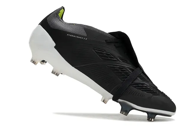 Adidas Predator Preto Branco Sem Atacadores Fecho de Correia Texturizado Ponteira Jaula Solo Firme Sapatos de Futebol 2