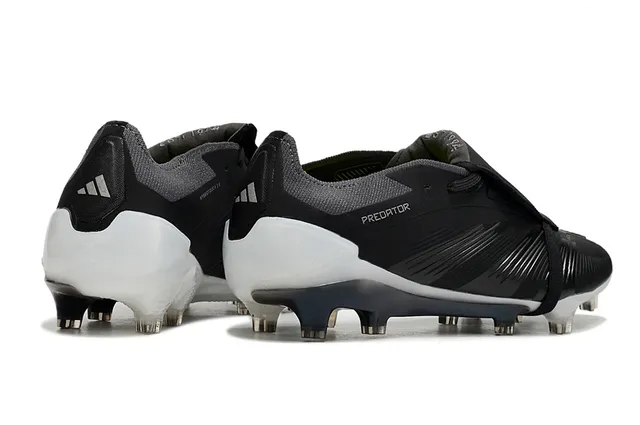 Adidas Predator Preto Branco Sem Atacadores Fecho de Correia Texturizado Ponteira Jaula Solo Firme Sapatos de Futebol 5