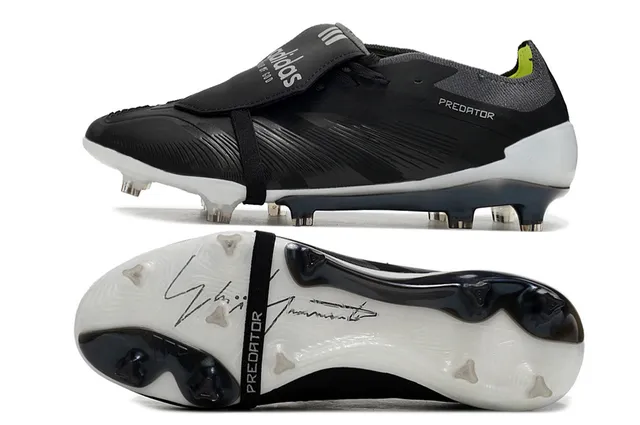 Adidas Predator Preto Branco Sem Atacadores Fecho de Correia Texturizado Ponteira Jaula Solo Firme Sapatos de Futebol 6