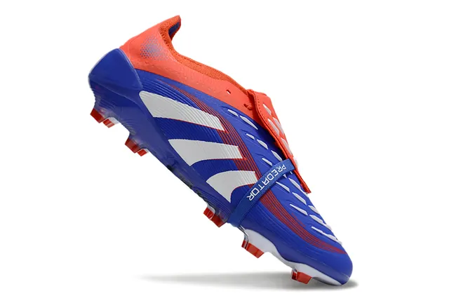 Adidas Predator নীল লাল লেসহীন স্ট্র্যাপ ক্লোজার সিন্থেটিক টেক্সচার্ড উপরের ফার্ম গ্রাউন্ড ফুটবল জুতা 2