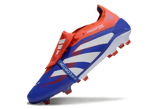 Adidas Predator নীল লাল লেসহীন স্ট্র্যাপ ক্লোজার সিন্থেটিক টেক্সচার্ড উপরের ফার্ম গ্রাউন্ড ফুটবল জুতা 7
