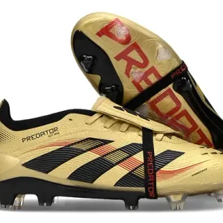 Adidas Predator Gold Negro Metálico Superior Tres Rayas Zapatos de Fútbol para Tierra Firme