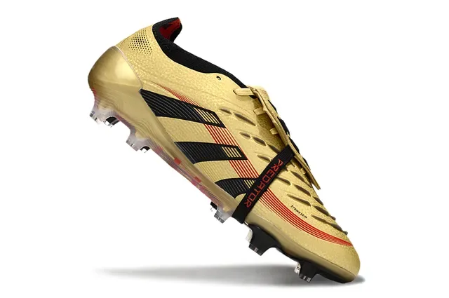 Adidas Predator Gold Negro Metálico Superior Tres Rayas Zapatos de Fútbol para Tierra Firme 2