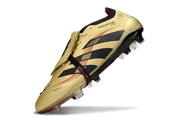 Adidas Predator Gold Negro Metálico Superior Tres Rayas Zapatos de Fútbol para Tierra Firme 3