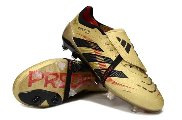 Adidas Predator Gold Negro Metálico Superior Tres Rayas Zapatos de Fútbol para Tierra Firme 4