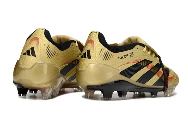 Adidas Predator Gold Negro Metálico Superior Tres Rayas Zapatos de Fútbol para Tierra Firme 5