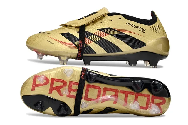 Adidas Predator Gold Negro Metálico Superior Tres Rayas Zapatos de Fútbol para Tierra Firme 6