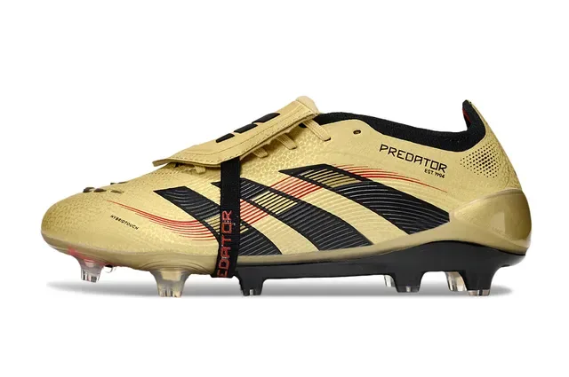 Adidas Predator Gold Negro Metálico Superior Tres Rayas Zapatos de Fútbol para Tierra Firme 7
