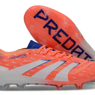 Adidas Predator 橙蓝 激进 纹理鞋面 对比缝制 白条纹 硬地足球鞋