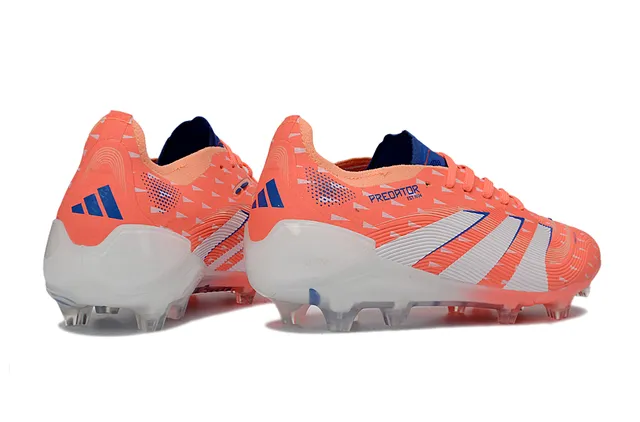Adidas Predator Laranja Azul Agressivo Texturizado Superior Costurado Contraste Listras Brancas Campo Firme Sapatos de Futebol 5