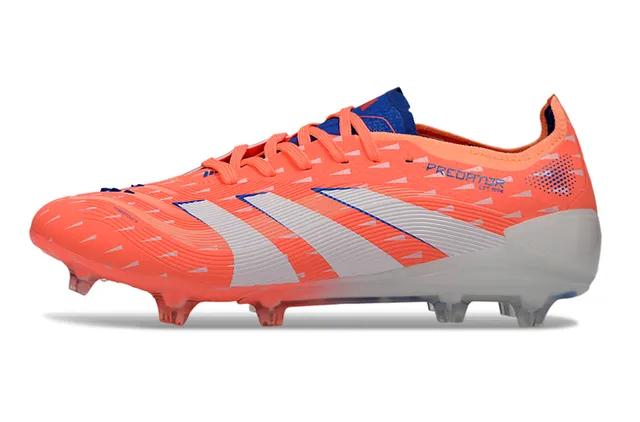 Adidas Predator Laranja Azul Agressivo Texturizado Superior Costurado Contraste Listras Brancas Campo Firme Sapatos de Futebol 7