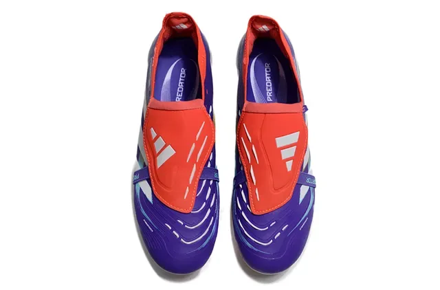 Adidas Predator Bottes de football basses sans lacets violet rouge système de fermeture à double sangle terrain ferme 2