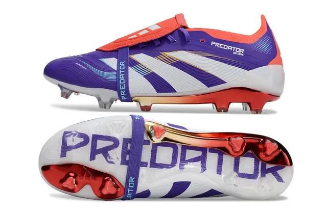 Adidas Predator Bottes de football basses sans lacets violet rouge système de fermeture à double sangle terrain ferme 5