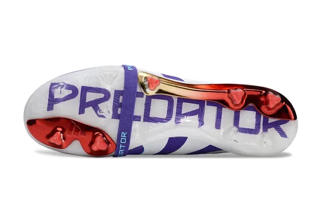 Adidas Predator Bottes de football basses sans lacets violet rouge système de fermeture à double sangle terrain ferme 6