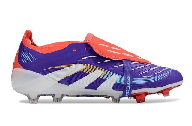 Adidas Predator Bottes de football basses sans lacets violet rouge système de fermeture à double sangle terrain ferme 7